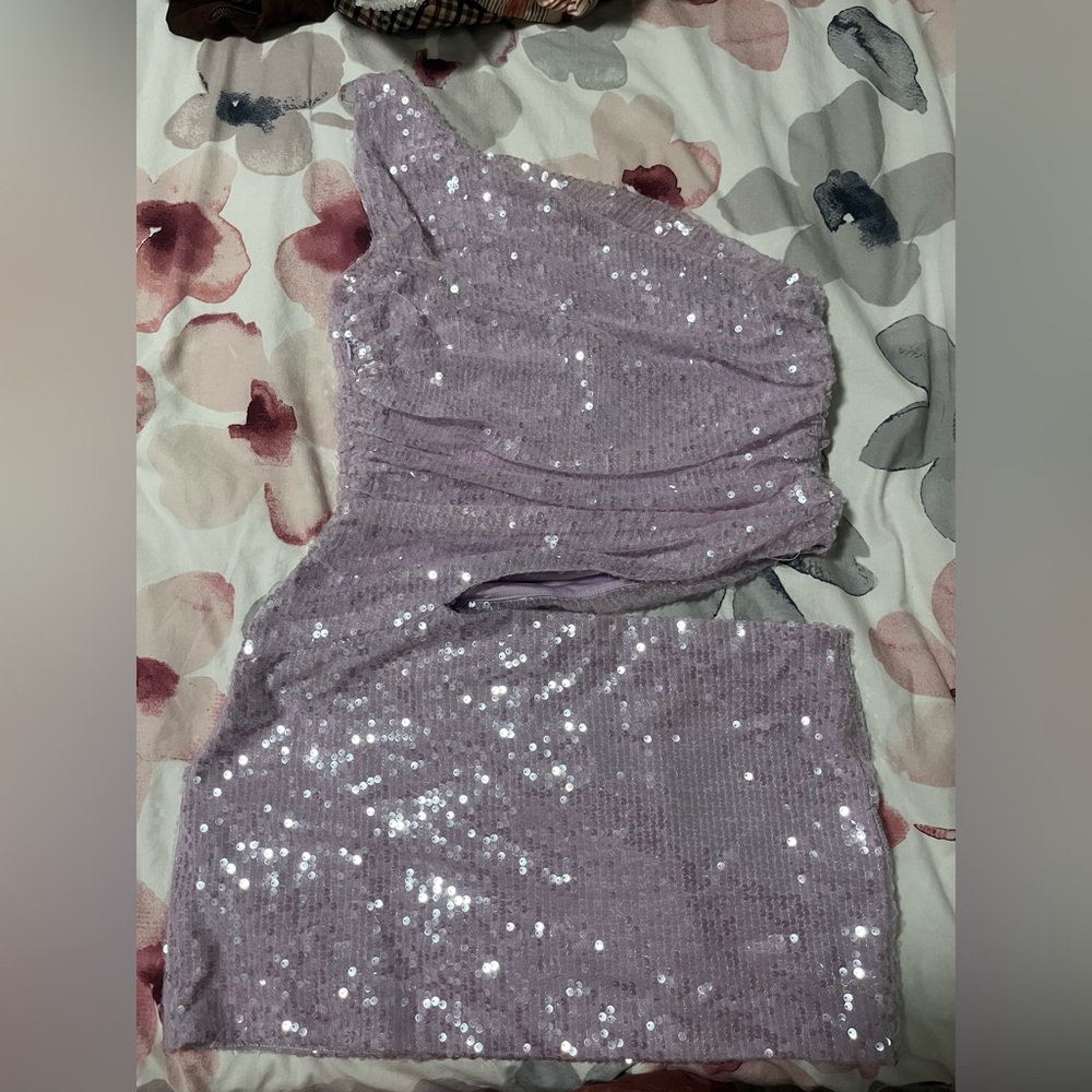 Peppermayo One Shoulder Lavender Sequin Dress (New with tags)